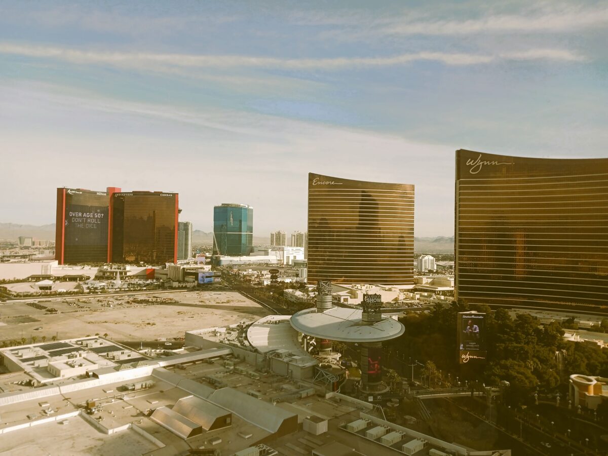 View of Las Vegas Strip North Side Wynn, Encore, and Resorts World