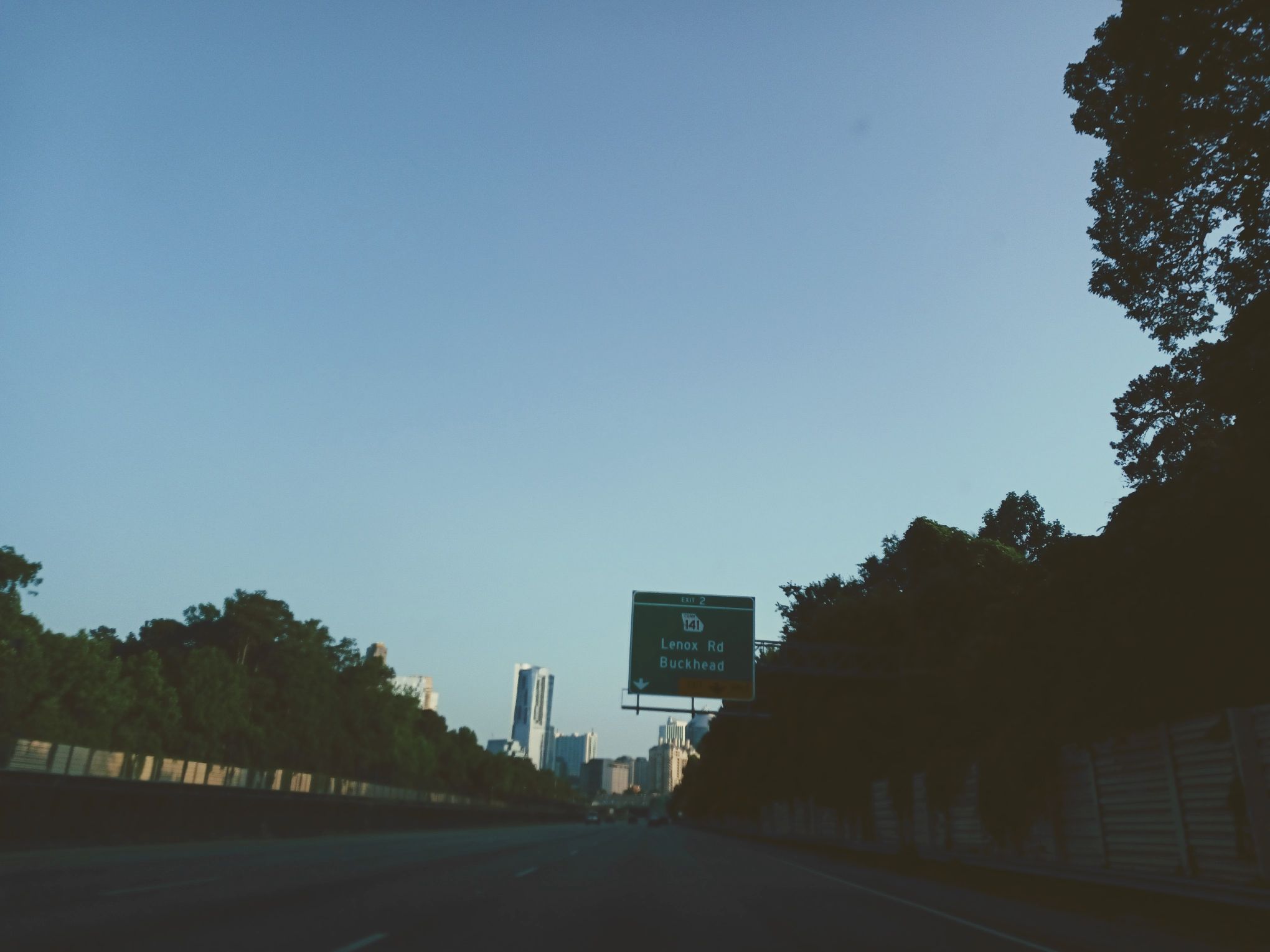 Downtown Atlanta, GA from Highway in ATL Airport Thrifty Rental Car