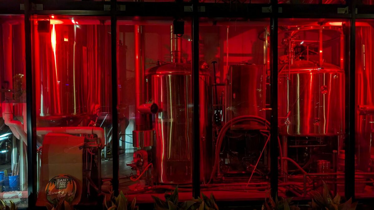 Red light on brewery tanks