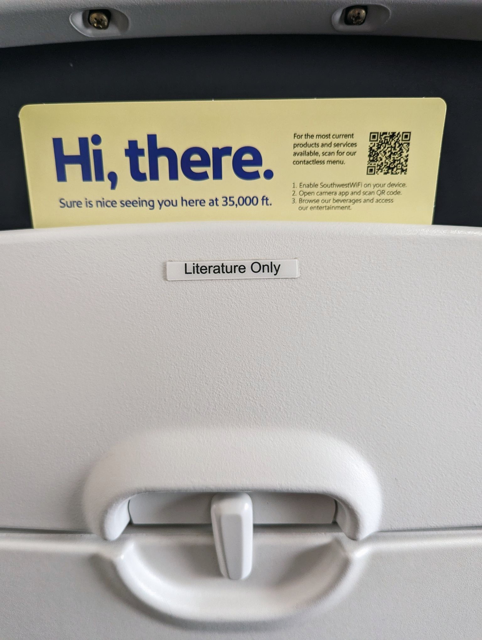 Southwest Airlines seat back literature only at Long Beach Airport