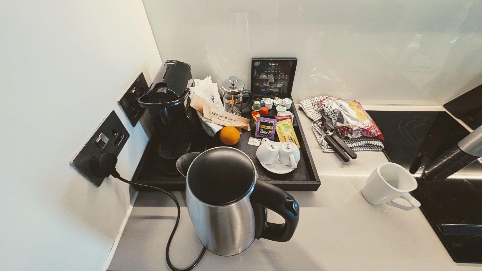 In-room kettle and coffeemaker in the Staybridge Suites London Vauxhall kitchen area