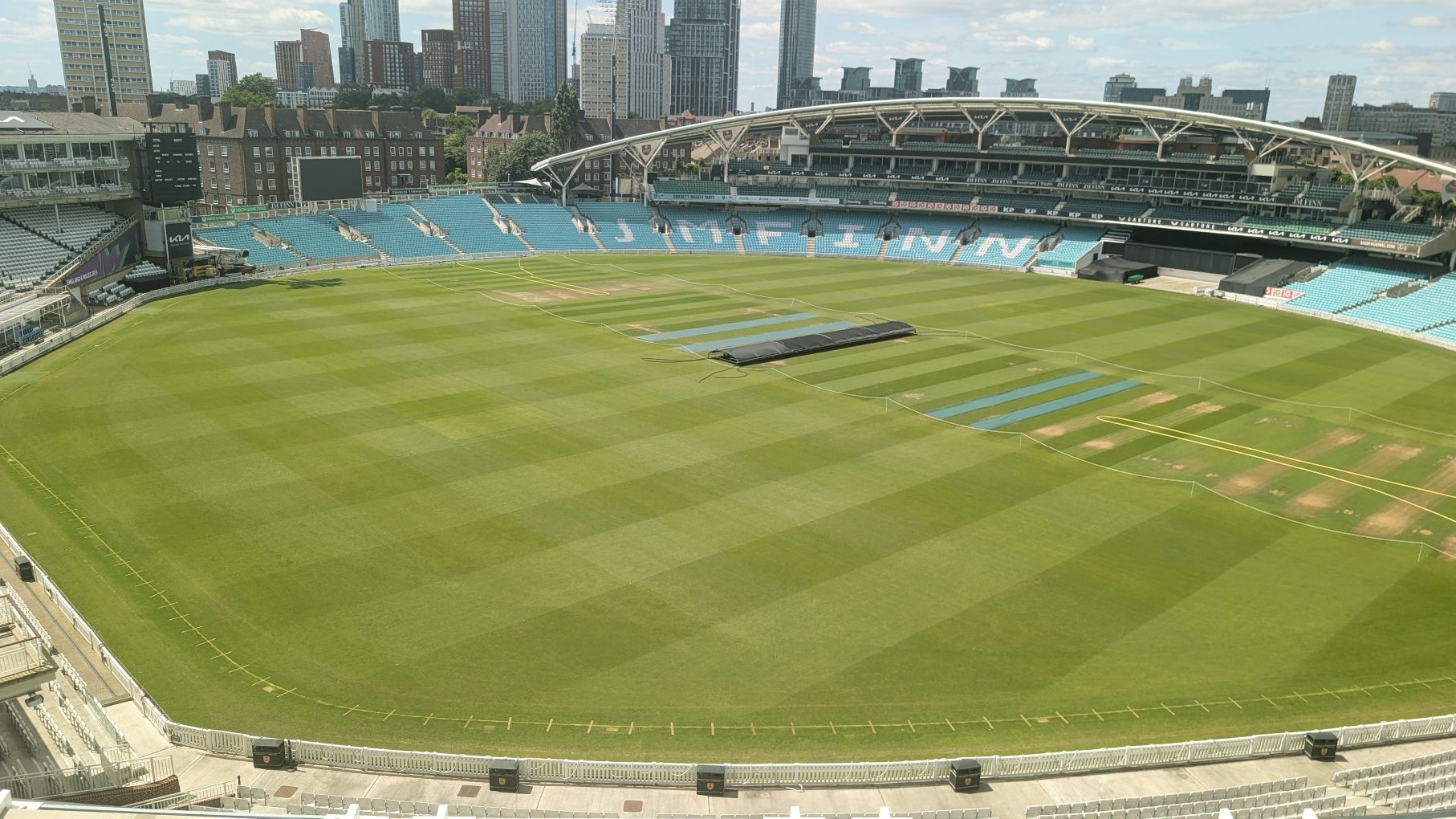 View of the grass field at the Oval Stadium near Staybridge Suites London Vauxhall hotel