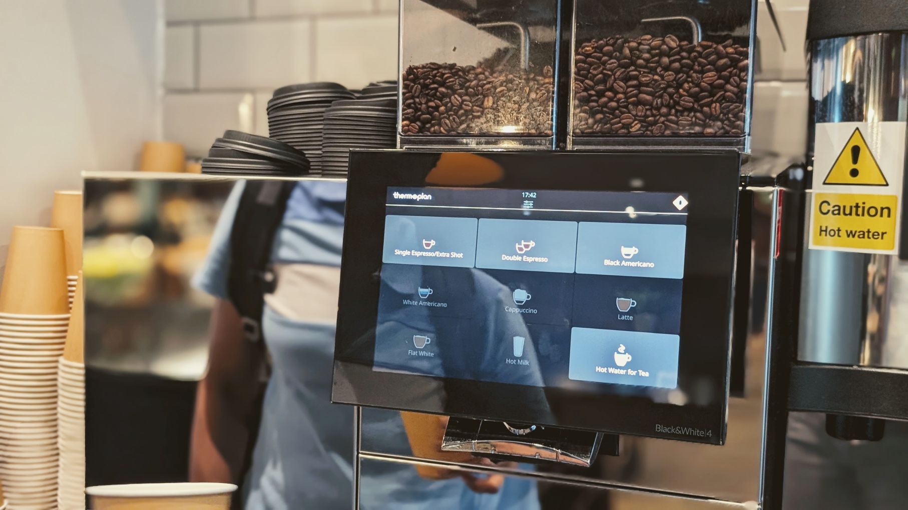 Large automatic free coffee machine at Staybridge London Vauxhall hotel